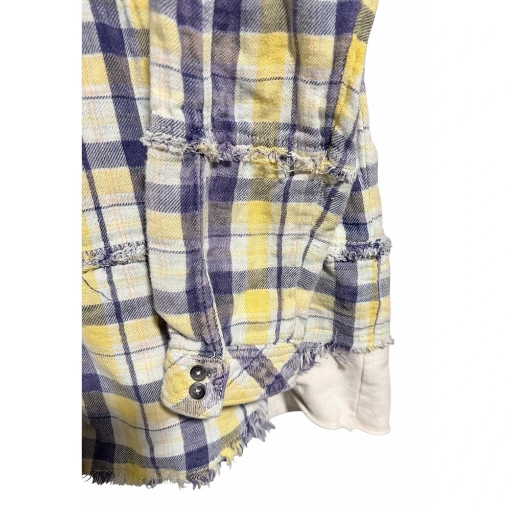 Free People We The Free Calico Basin Plaid Hooded Buttondown Jacket Size X-Large